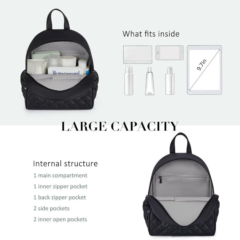 Mini Leather Backpack Small Purse for Women Travel Fashion Cute Tassel - Picture 3 of 6